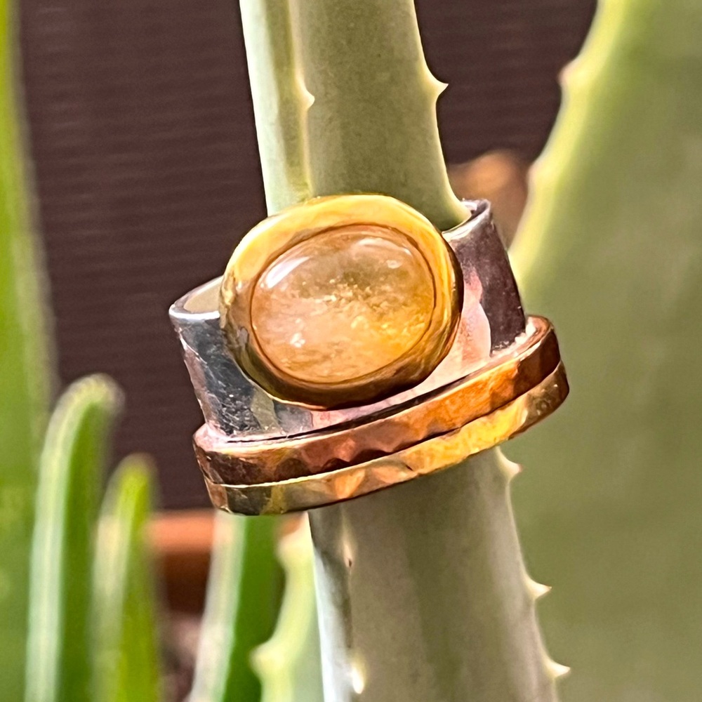 COPY - Silpada sterling, brass, and gold color ring with citrine colored stone.…
